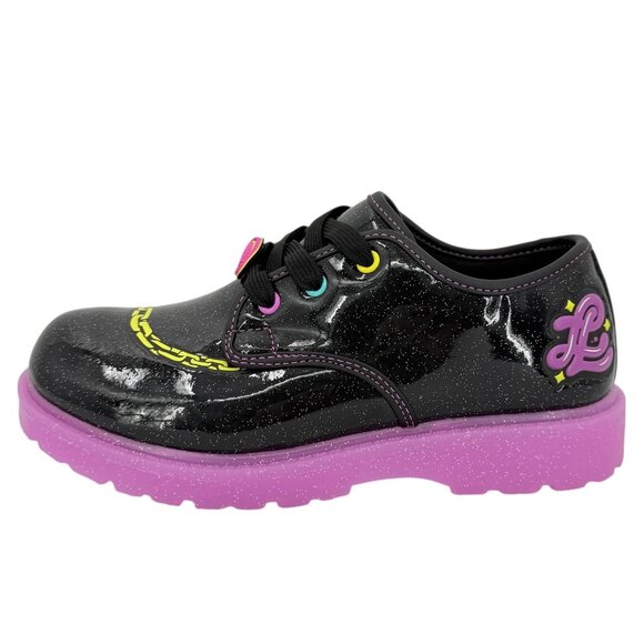 Nickelodeon That Girl Lay Lay Sparkle Glitter Lace-up Black Pink Shoes Sz 3 NWOB - Picture 4 of 12